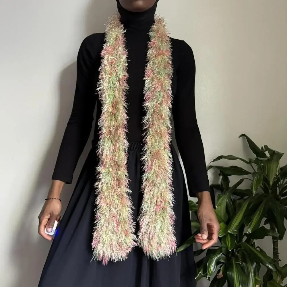 Vintage fringe fluffy multicolor‎ Scarf